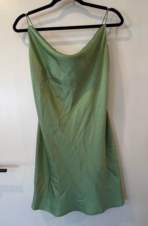 Abbeline Dresses & Skirts - Abbeline Green Mini Slip Dress Cowl Neck Semi-adjustable Fun Flirty Date Night